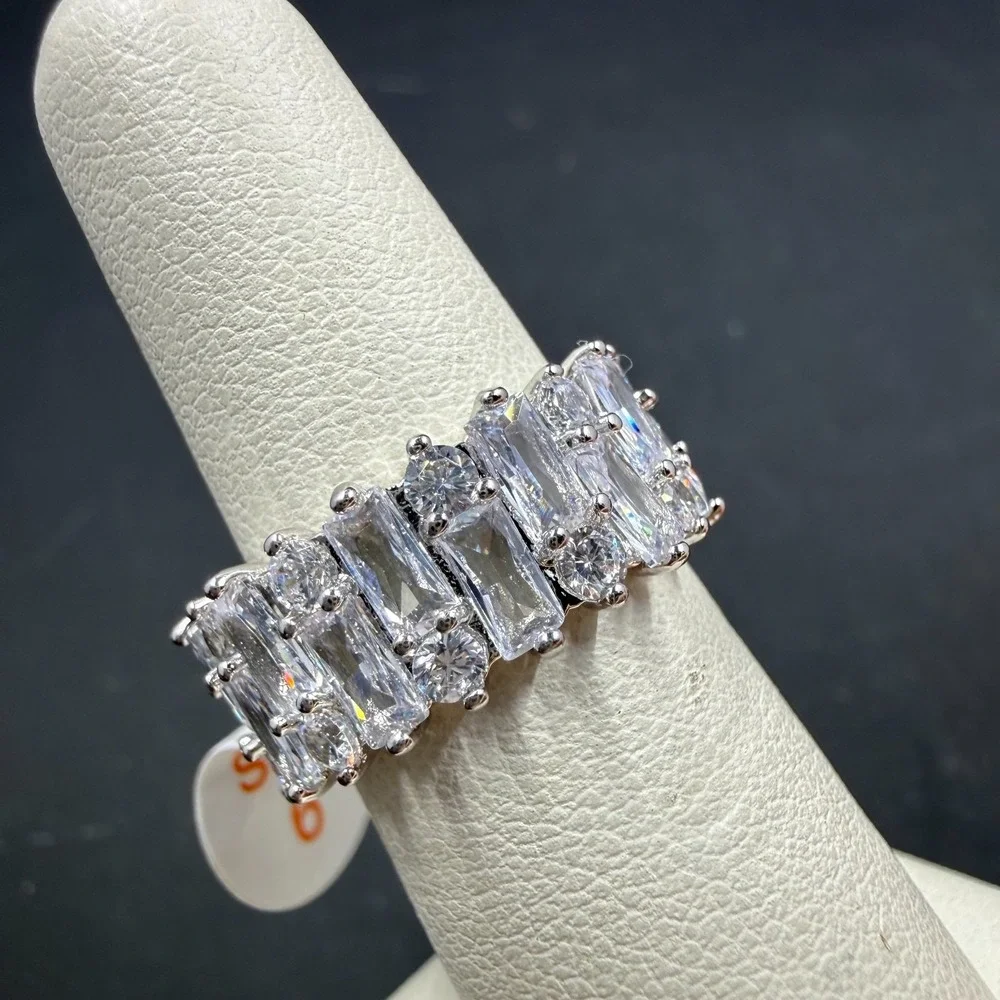 Bomb Party Styling Sparkle Size 6 Ring Diamond CZ RBP6651 Rhodium